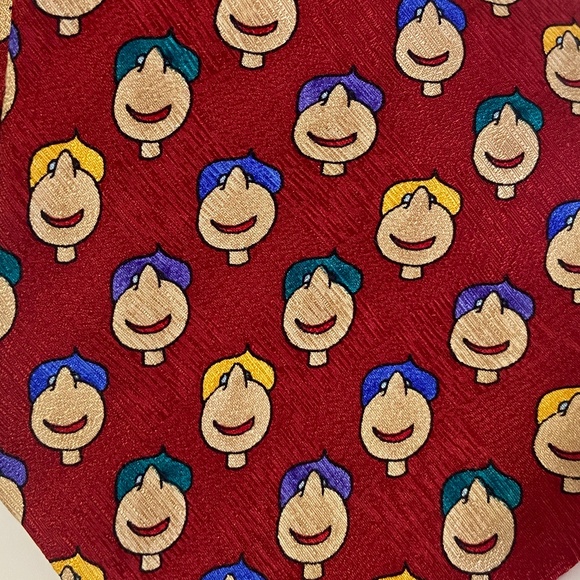 Matt LeBlanc Save the Children Silk Necktie Red Cartoon Tie Father's Day Gift - Picture 3 of 6